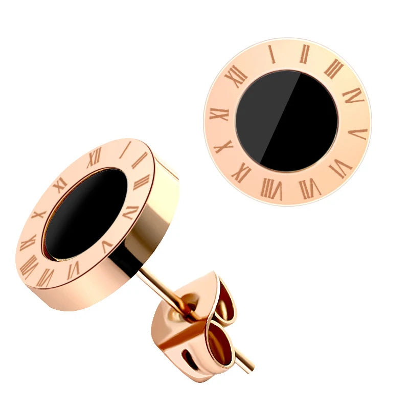Boucles d'oreilles à clous en acier inoxydable et acrylique pour homme et femme, bijoux vintage avec chiffres romains.