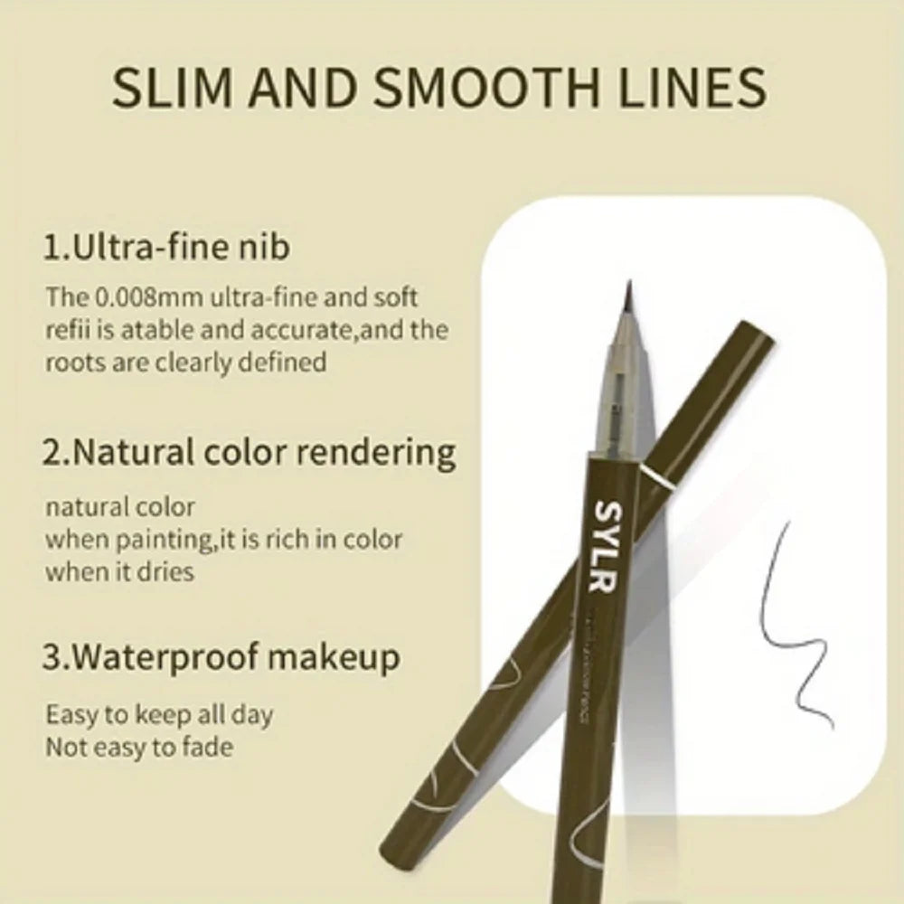 Stylo à sourcils ultra fin de 0,008 mm, longue durée, résistant aux taches, imperméable, haute pigmentation.
