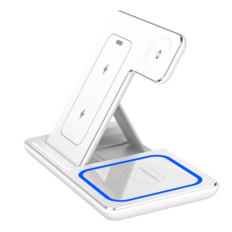 Support de chargeur sans fil pliable 3 en 1 pour iPhone 15 14 13 12 Pro Max Mini iWatch AirPods 3/2 Support de station de charge rapide