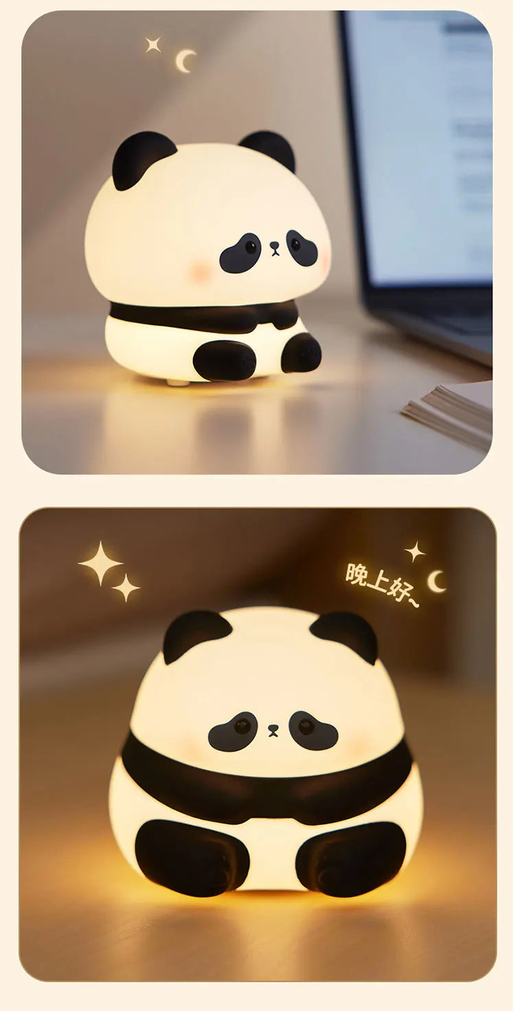 USB Rechargeable LED Veilleuse Mignon Dessin Animé Panda Silicone Lampe Timing Fonction Bureau Chevet Décor Enfants Veilleuse Cadeau