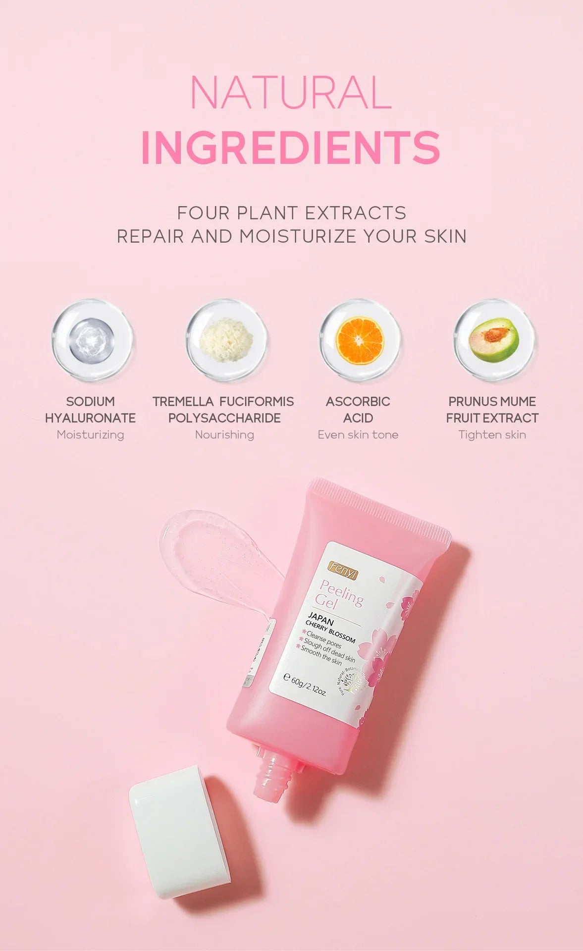 Gel exfoliant nettoyant en profondeur pour le visage LAIKOU, hydratant 60 g