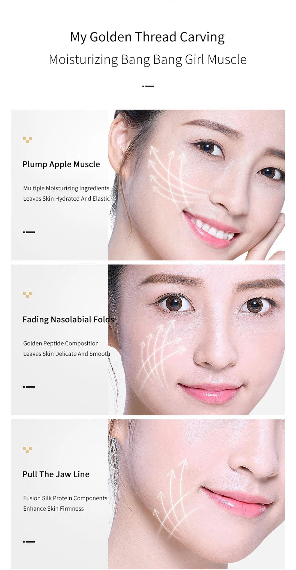 Fils solubles pour le lifting du visage, collagène, essence faciale et raffermissement de la peau