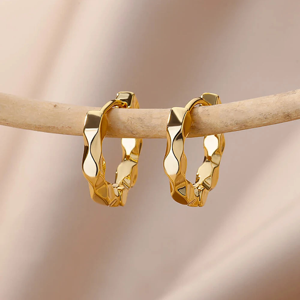 Boucles d'oreilles rondes élégantes pour femmes créoles en acier inoxydable de luxe Vintage Wedding Engagement Aesthetic Jewerly aretes