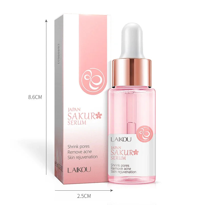 LAIKOU Sakura Face Essence Sérum anti-rides Rétrécir les pores Anti-âge Hydratant Soins de la peau sèche 17ml