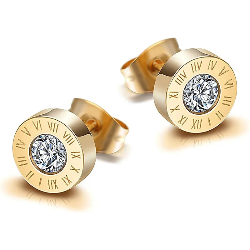 Boucles d'oreilles à clous en acier inoxydable et acrylique pour homme et femme, bijoux vintage avec chiffres romains.