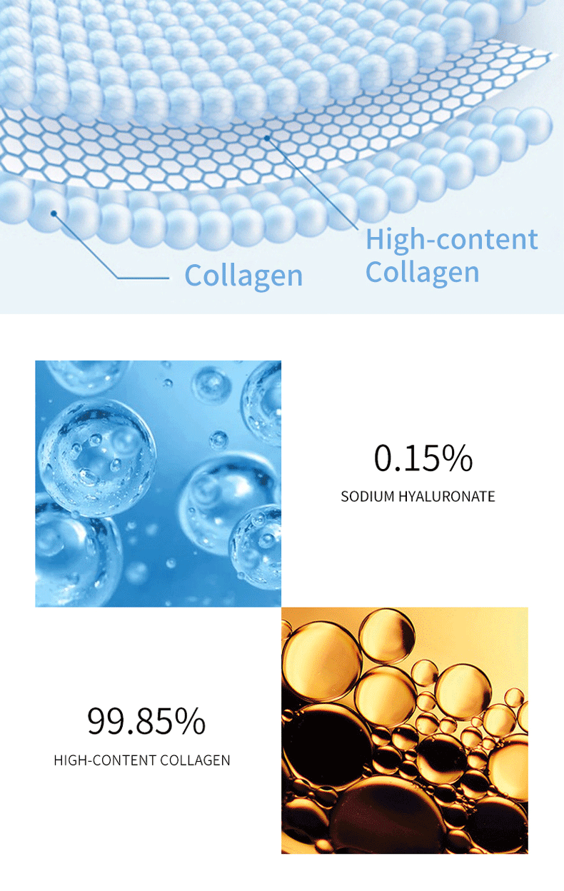 Masque de film protéiné de collagène nano hydrolysé Ensemble de pulvérisation de sérum pour le visage Réparation des rides Remplisseur de visage soluble Ensemble de soins de la peau éclaircissant