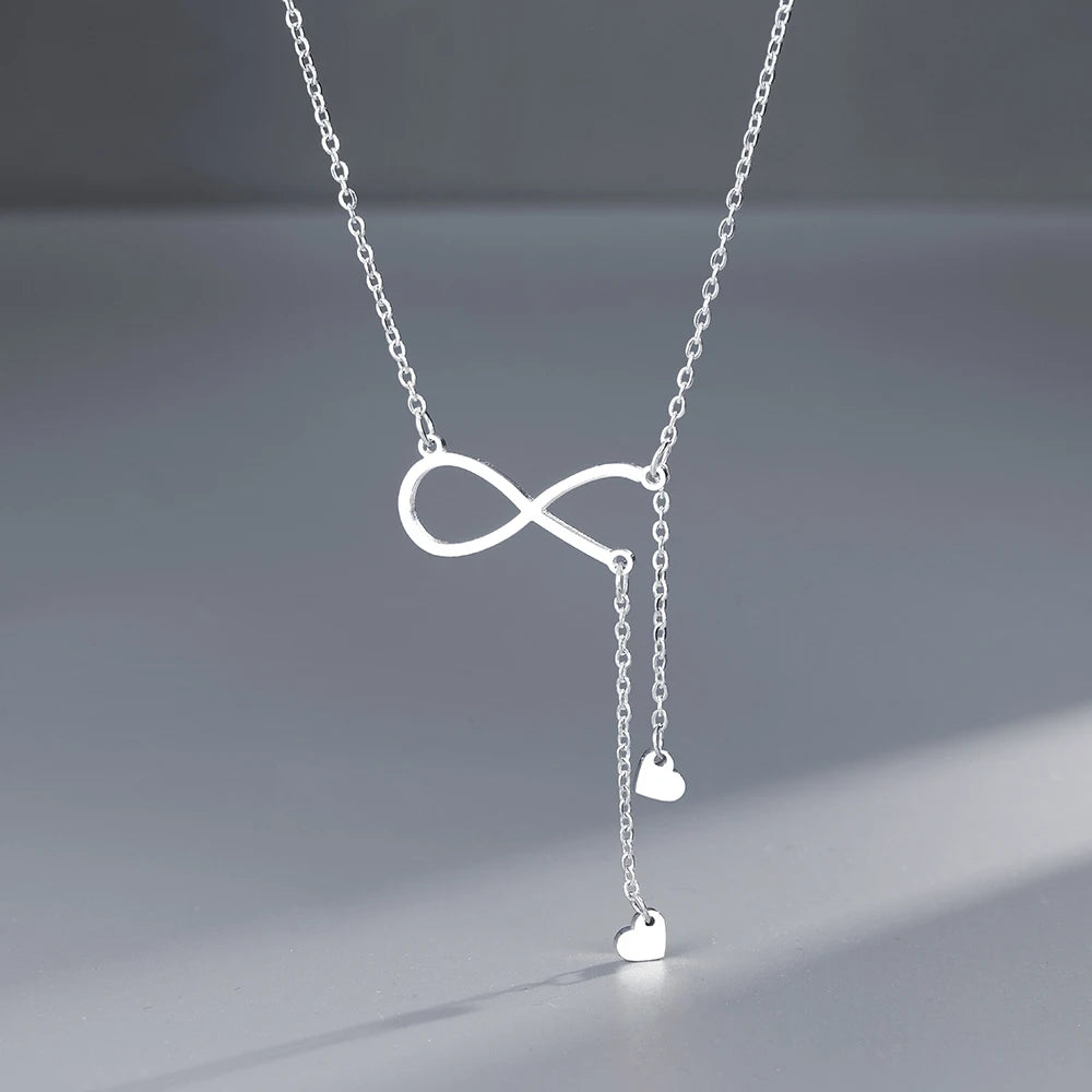 Colliers en acier inoxydable Infinity Symbol Tassel Sweet Heart Pendentifs Chaînes Mode Choker Collier pour femmes
