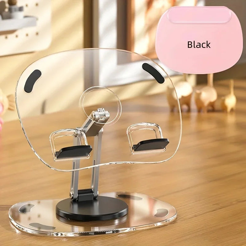 Support de téléphone portable transparent rotatif à 360° Support plat multifonctionnel Support de téléphone portable rétractable