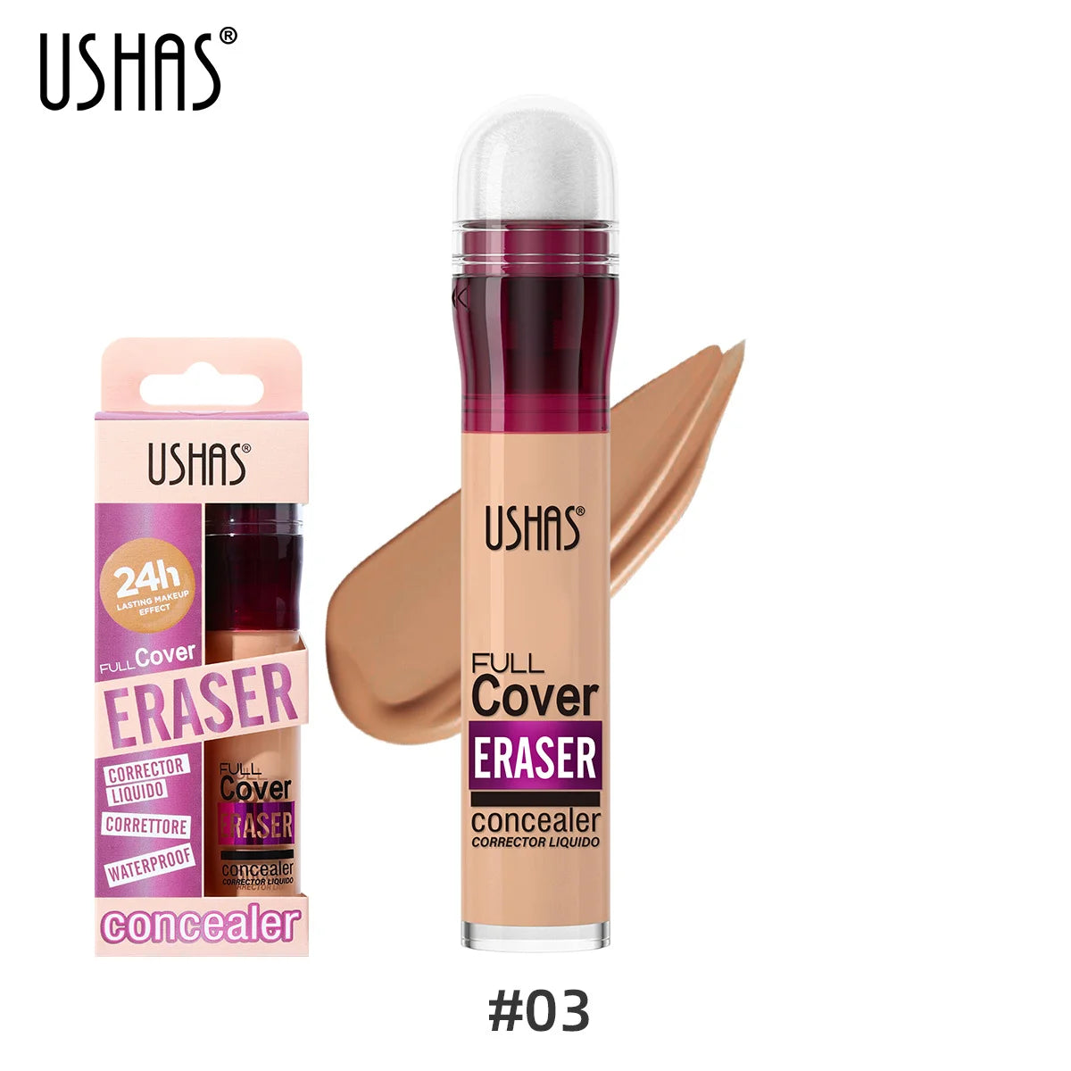 USHAS 12 couleurs tête d'éponge rotative fond de teint liquide anti-correcteur longue durée liquide n'enlève pas le maquillage correcteur imperméable