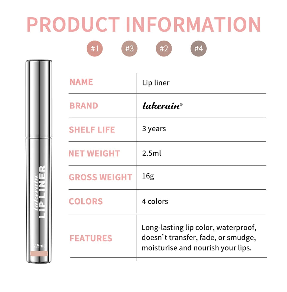 Crayon à lèvres hautement pigmenté Tatouage Matte Peel Off Améliorer le liner pour les lèvres Lasting Lip Stain Waterproof 4Colors Transfer-proof Lipstic