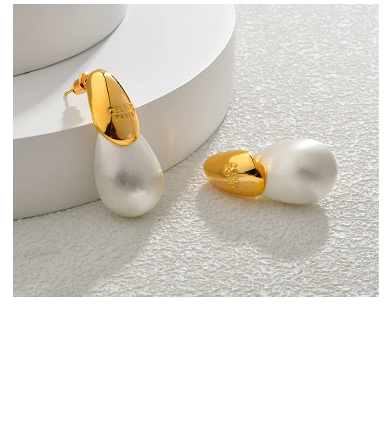 Boucles d'oreilles goutte d'eau transparentes pour femmes, plaquées or, élégantes et modernes
