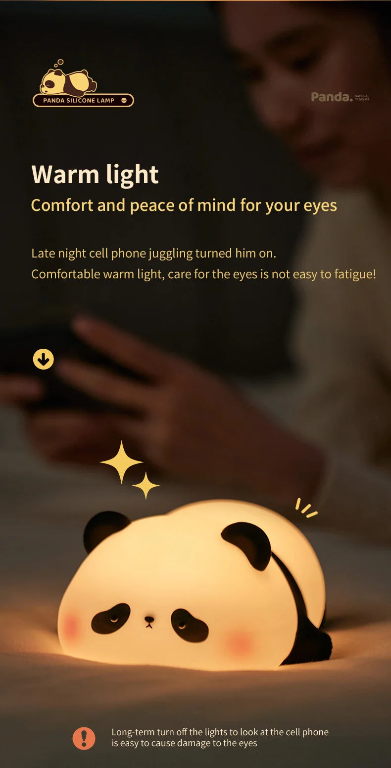 USB Rechargeable LED Veilleuse Mignon Dessin Animé Panda Silicone Lampe Timing Fonction Bureau Chevet Décor Enfants Veilleuse Cadeau