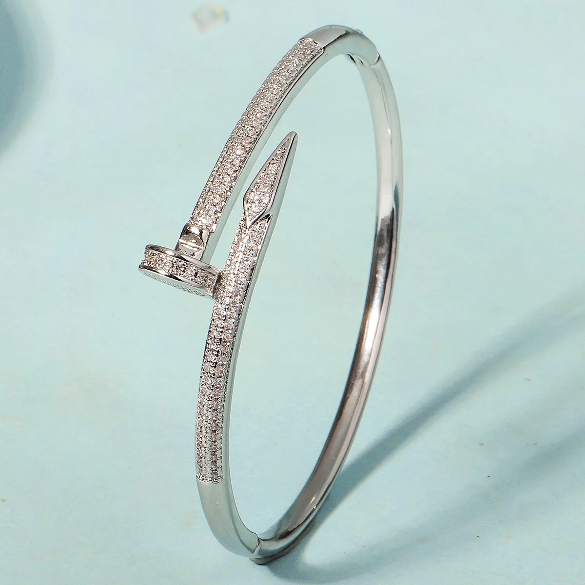 Bracelet Classique en Acier Inoxydable – Zircon Scintillant pour Femme