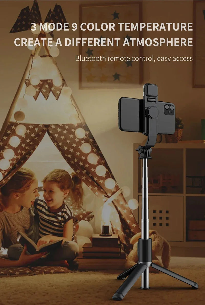 Xiaomi Mijia Selfie Stick 1045mm sans fil Bluetooth LED Fill Light Trépied étendu avec obturateur à distance pour téléphone portable Android IOS