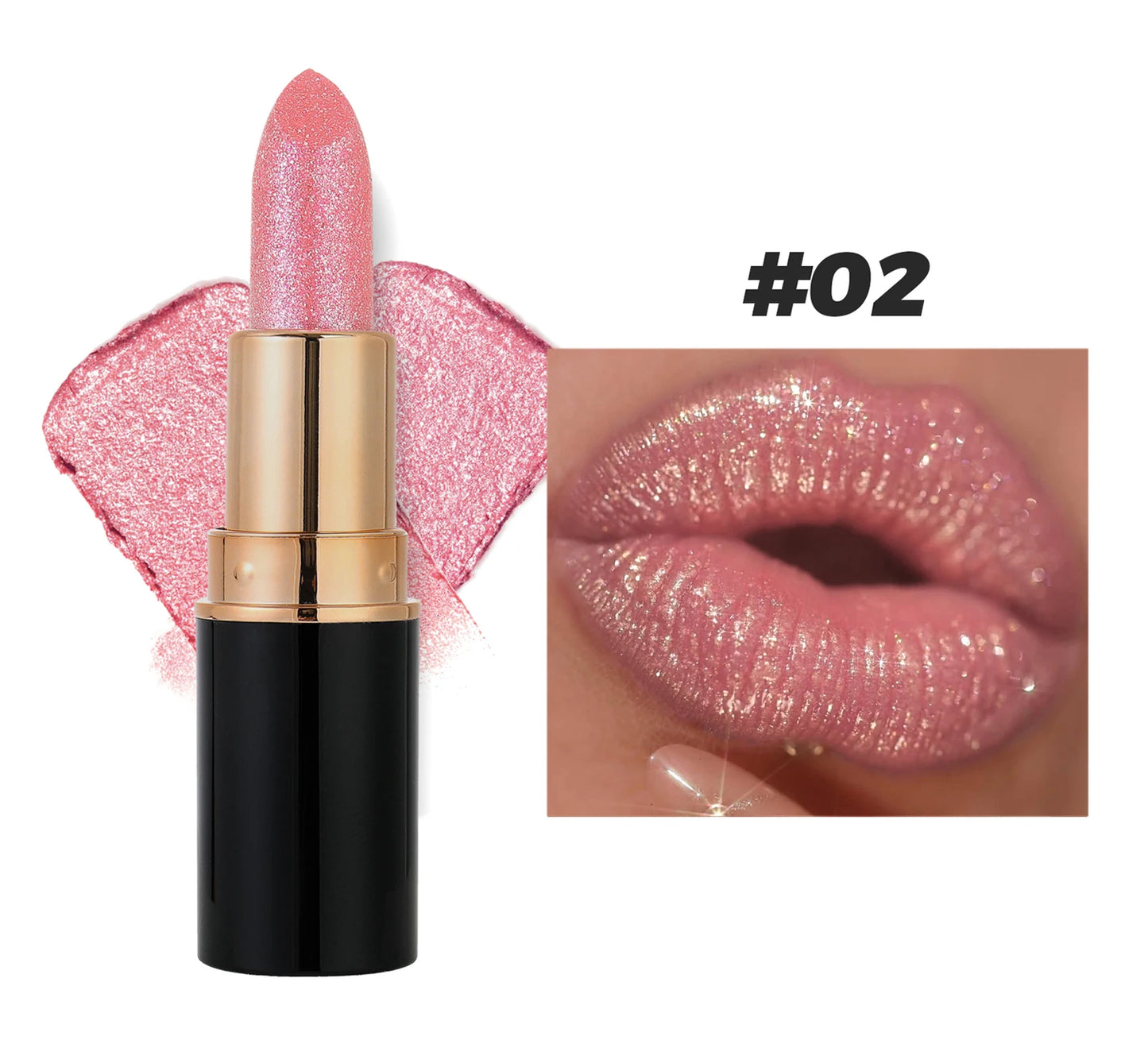 Rouge à lèvres pailleté métallisé, hydratant, waterproof, mat, diamant, nacré, baume teinté