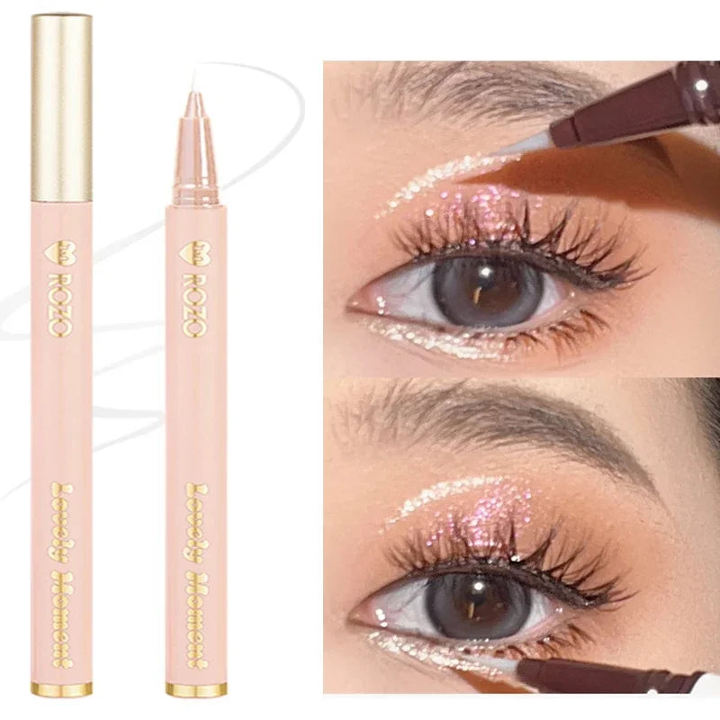 Eyeliner liquide ultra-fin Imperméable Paillettes Matte Black Shiny Eyeliner Lying Silkworm Pen Eye Beauty Party Makeup Tools