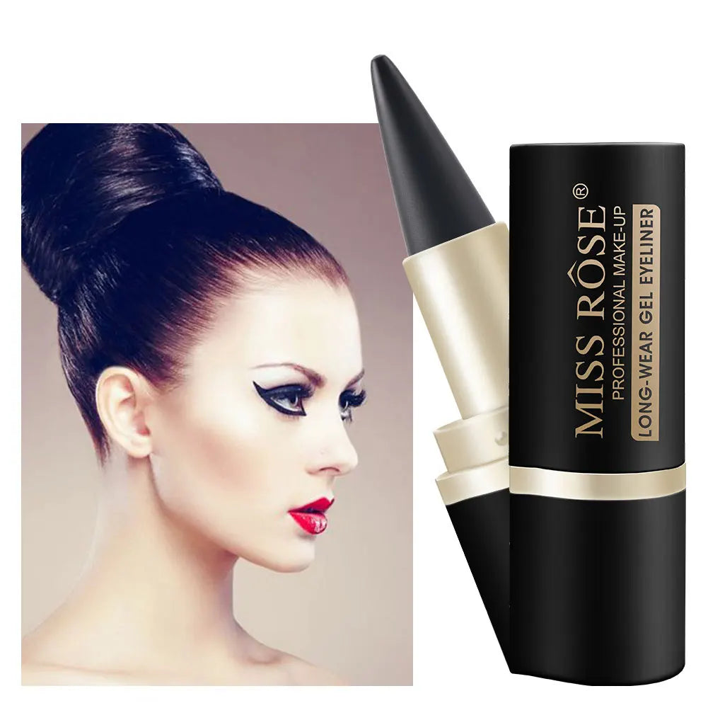 Eyeliner imperméable à séchage rapide, mat à extrémité unique noir solide.