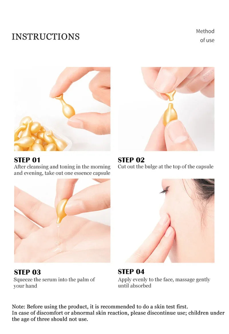 Capsules d'acide hyaluronique Sérum Spot Acne Remover Sérum pour le visage blanchissant Anti-rides Raffermissant Éclaircir les cosmétiques de soins de la peau