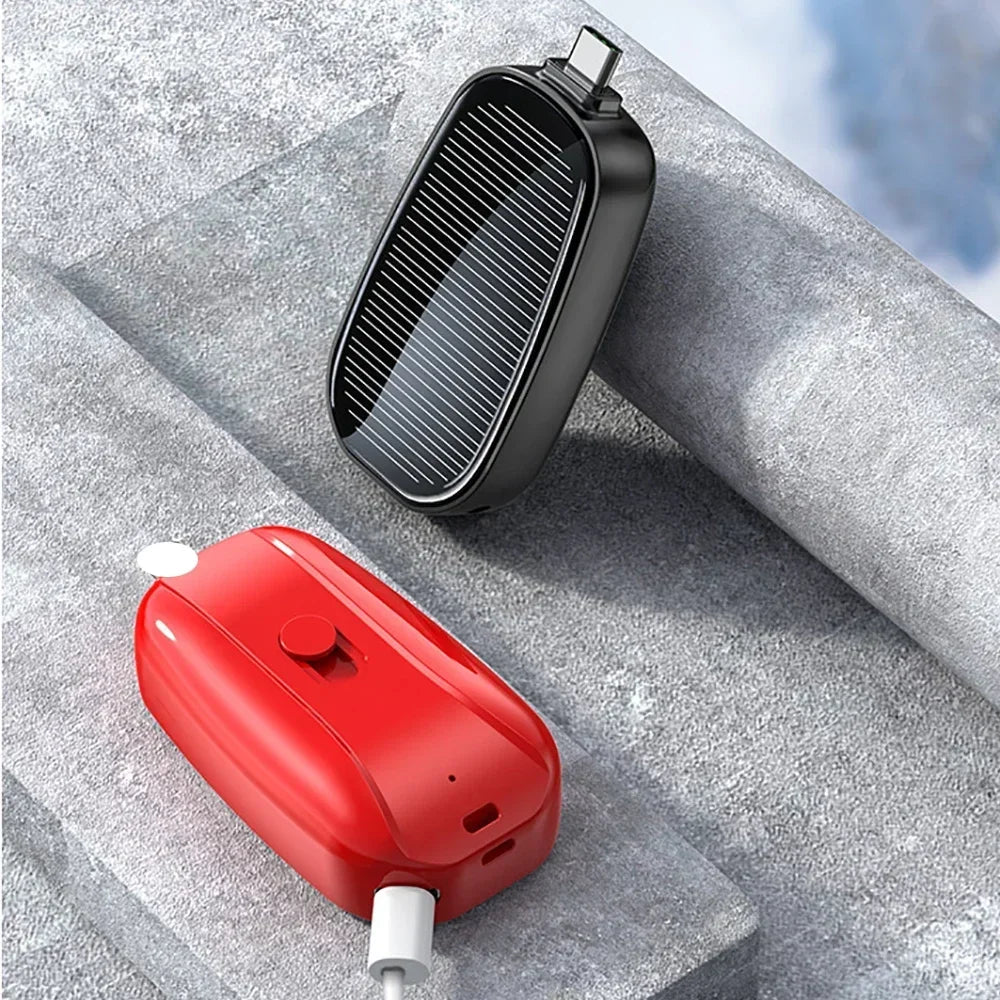 Solar Mini Power Bank Porte-clés Chargeur portable Camping en plein air Batterie externe Puissance d’urgence 1200mah Powerbank pour Xiaomi
