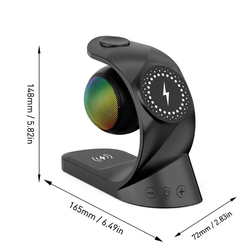 Portable Wireless Speaker with Clear Sound LED Light Effect Charging Station