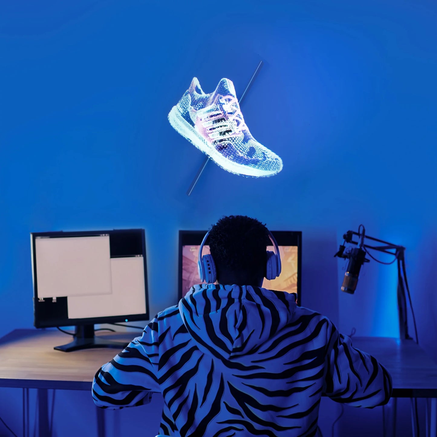 Affichage publicitaire de projection de ventilateur holographique 3D de 16,1 pouces Convient aux enseignes.