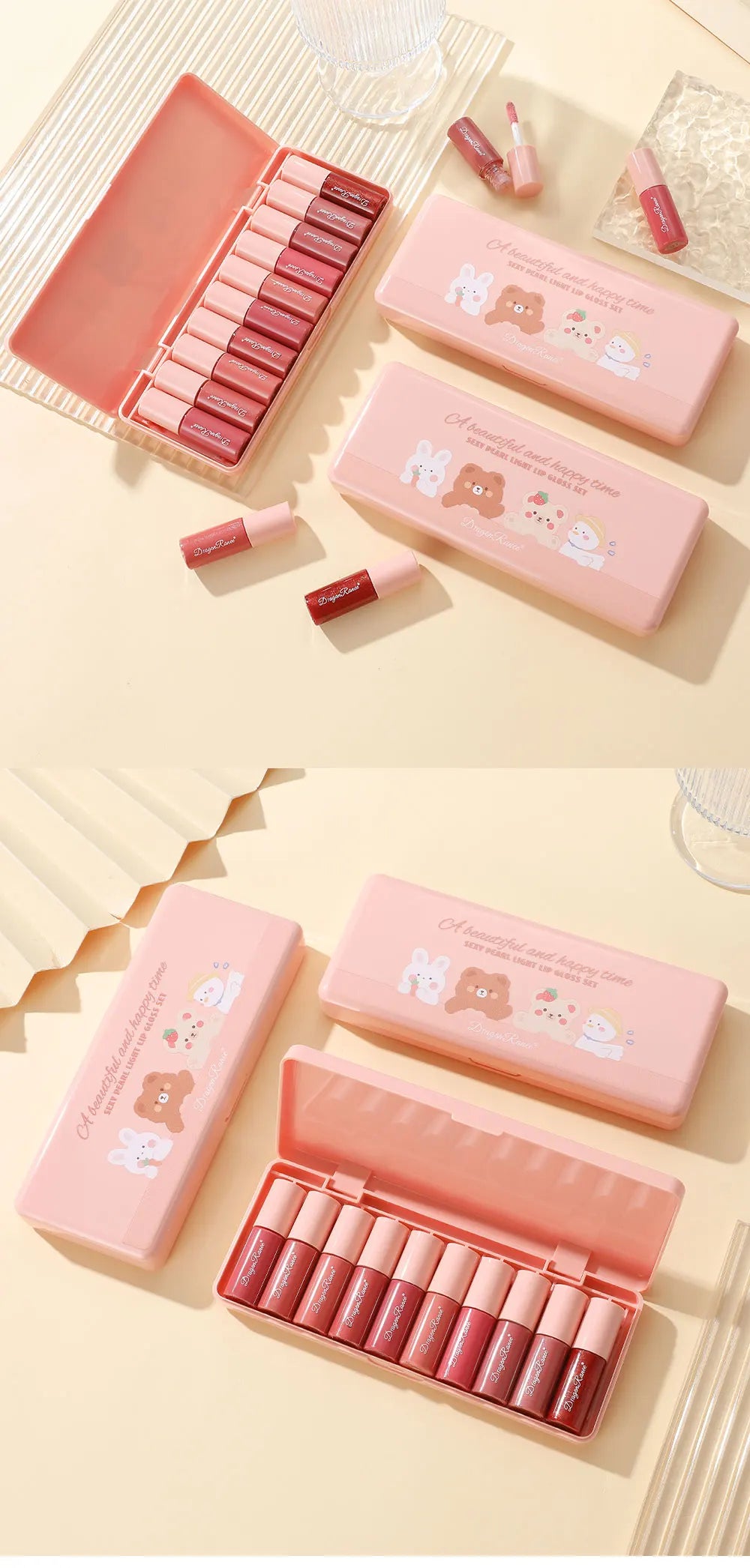 Ensemble Brillants à Lèvres x10 – Pailletés, Nacrés & Ultra Hydratant