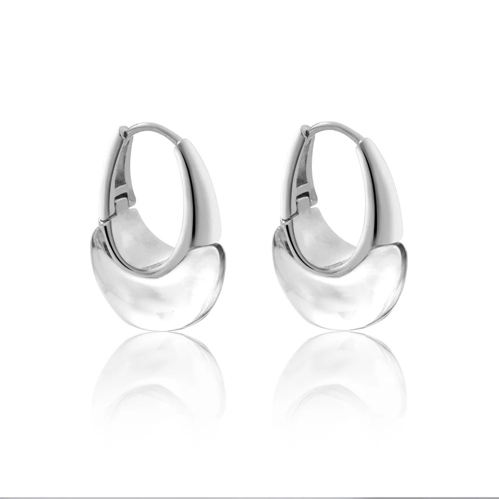 Boucles d'oreilles goutte d'eau transparentes pour femmes, plaquées or, élégantes et modernes