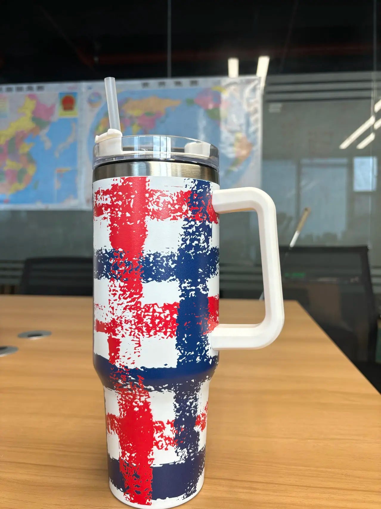 Bouteille d’eau isolée en acier inoxydable 304 de 40 oz, tasse de voiture à café thermique,flacon d'aspirateur froid et chaud avec paille et poignée, pour le sport