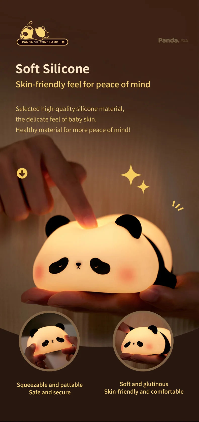USB Rechargeable LED Veilleuse Mignon Dessin Animé Panda Silicone Lampe Timing Fonction Bureau Chevet Décor Enfants Veilleuse Cadeau