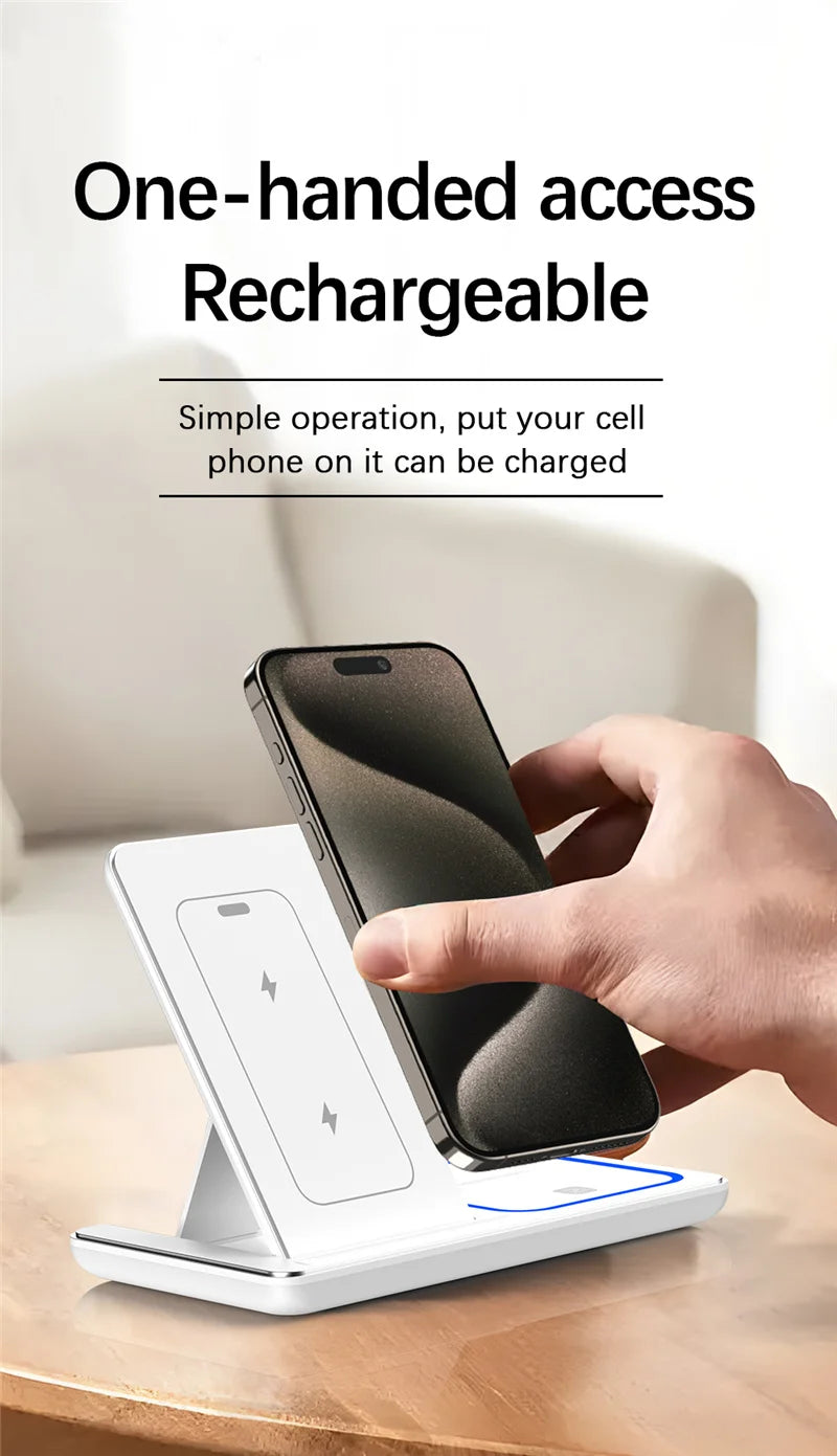 Support de chargeur sans fil pliable 3 en 1 pour iPhone 15 14 13 12 Pro Max Mini iWatch AirPods 3/2 Support de station de charge rapide