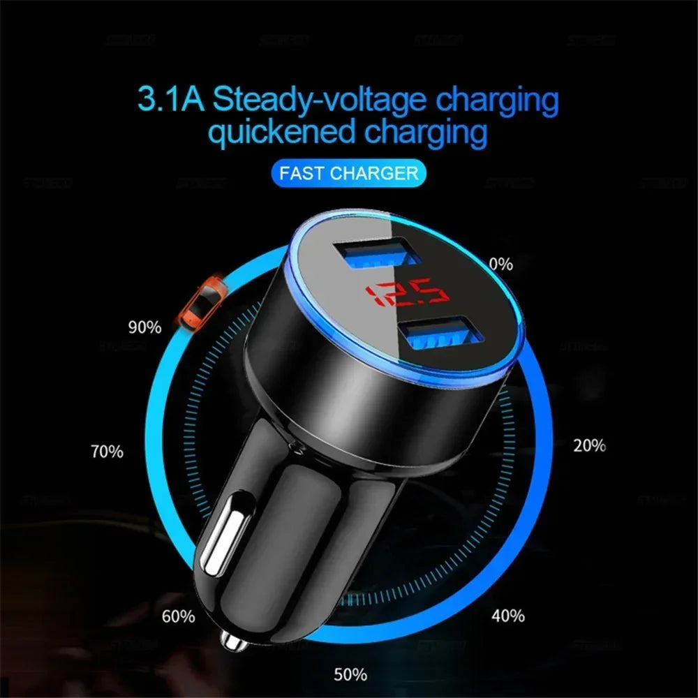 Chargeur de voiture rétractable 4 en 1 Chargeur de voiture à charge rapide avec câble USB de type C et 2 ports de charge de type C, chargeur de voiture universel