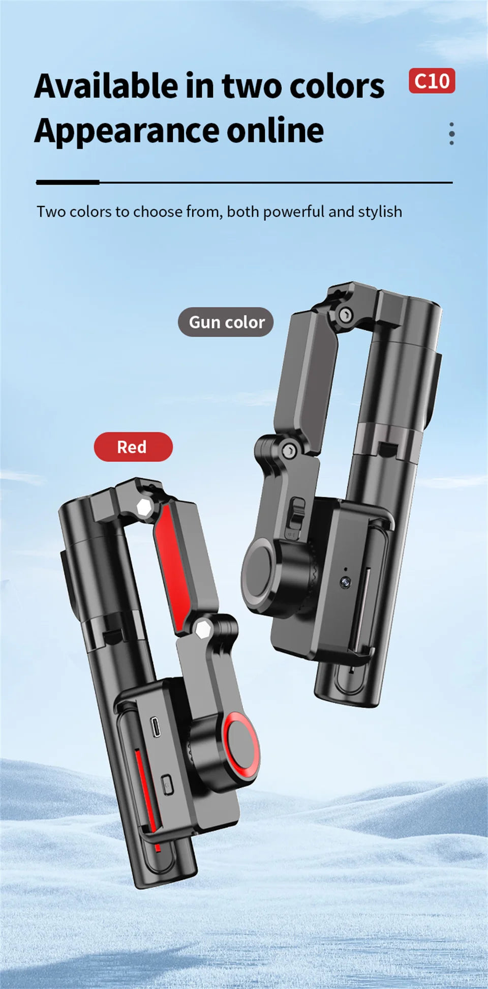 Stabilisateur d’intelligence 360 Rotation automatique Suivre le cardan, avec télécommande, selfie stabilisateur pour iPhone Android