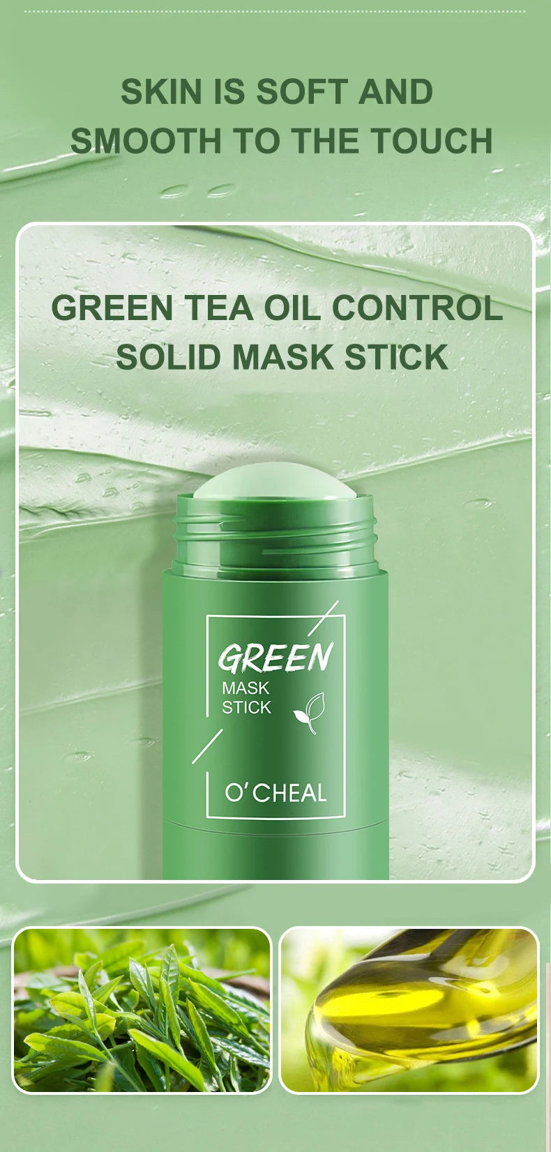 Masque facial solide Stick Thé vert Miel Pêche Nettoyage des pores Hydratant Long charbon de bois Aubergine Film de boue