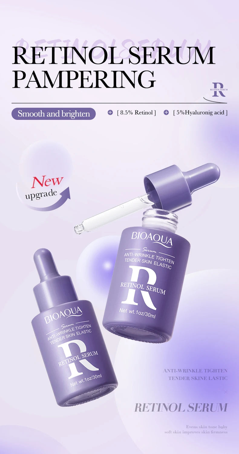 BIOAQUA – Sérum Visage Concentré à la Vitamine C, Rétinol & Acide Hyaluronique, Essence Anti-Âge Éclaircissante.
