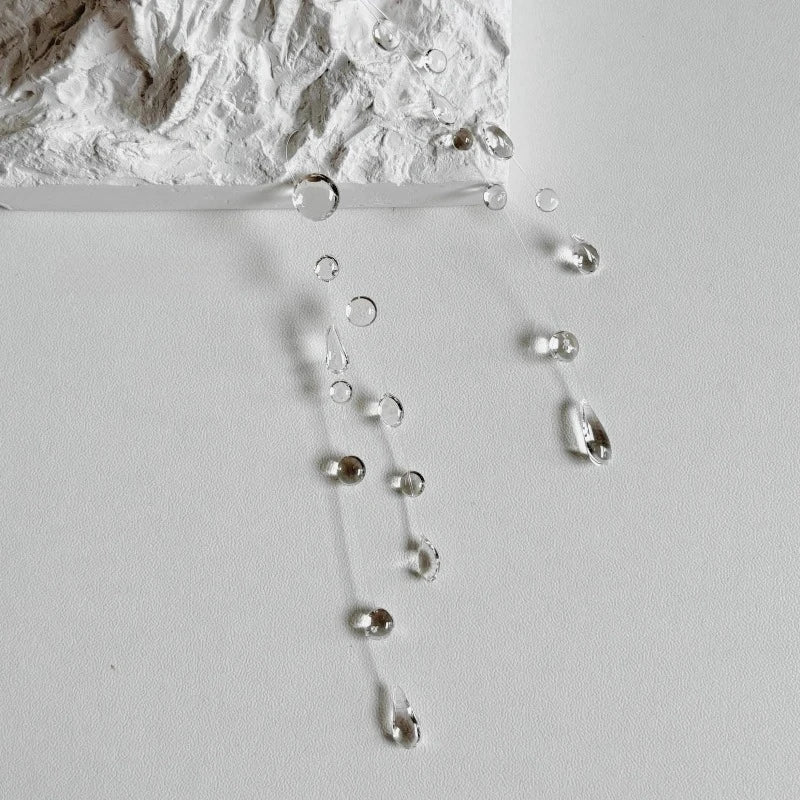 Collier et boucles d'oreilles en forme de goutte d'eau transparente, minimaliste