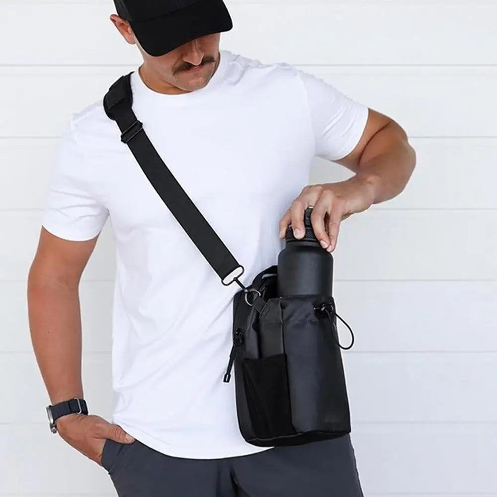 Sac à bandoulière magnétique pour salle de sport Bouteille d’eau et support de téléphone Sac à bandoulière imperméable pour les sports de plein air Accessoires de fitness de voyage