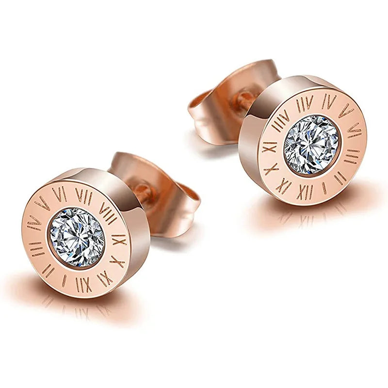 Boucles d'oreilles à clous en acier inoxydable et acrylique pour homme et femme, bijoux vintage avec chiffres romains.
