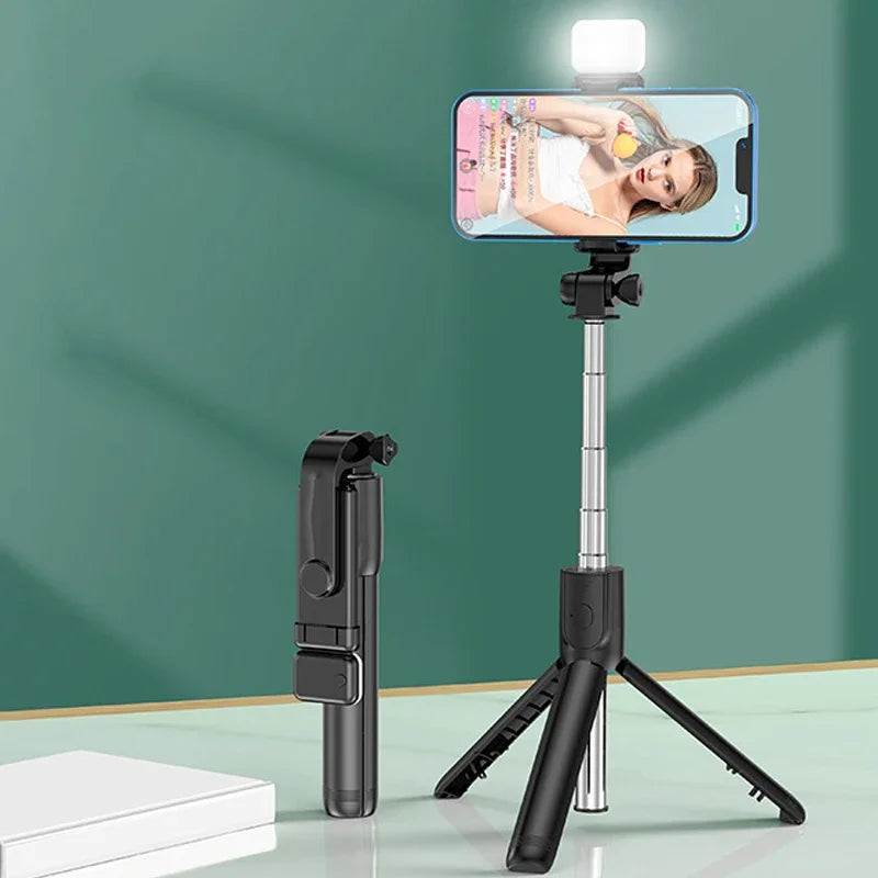 Trépied extensible Selfie Stick Trépied téléphonique avec selfies de groupe/diffusion en direct/enregistrement vidéo compatible avec tous les téléphones portables