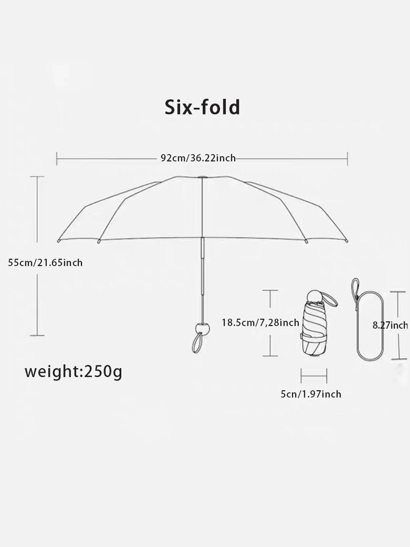 Parapluie de voyage Compact Léger Portable Automatique Solide Imperméable Parapluies pliants avec 6 côtes renforcées Fermeture automatique