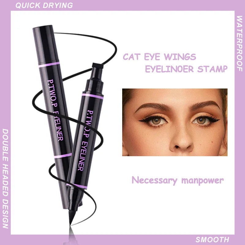 P.TWO.P Stamp Eyeliner Crayon 1 Pcs Double-end Imperméable À Séchage Rapide Longue Durée Eyeliner Liquide Maquillage Yeux Outil De Cosmétiques