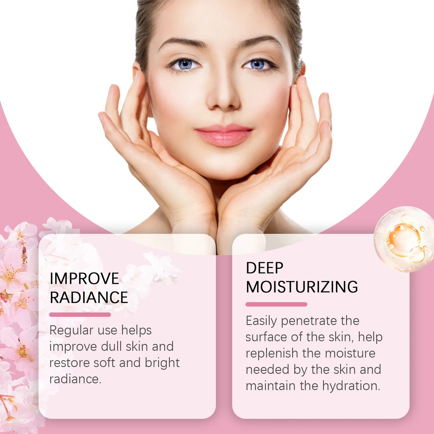Sakura Skincare Set Crème hydratante pour le visage Sérum Toner Nettoyant pour le visage Crème pour les yeux Kit de soins du visage éclaircissant anti-rides pour femmes