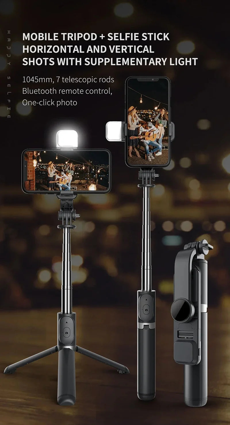 Xiaomi Mijia Selfie Stick 1045mm sans fil Bluetooth LED Fill Light Trépied étendu avec obturateur à distance pour téléphone portable Android IOS