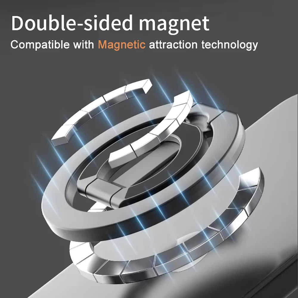 Support d'anneau de téléphone magnétique double face Support de téléphone portable pliable portable Support de voiture Accessoires de téléphone pour iPhone Huawei Xiaomi