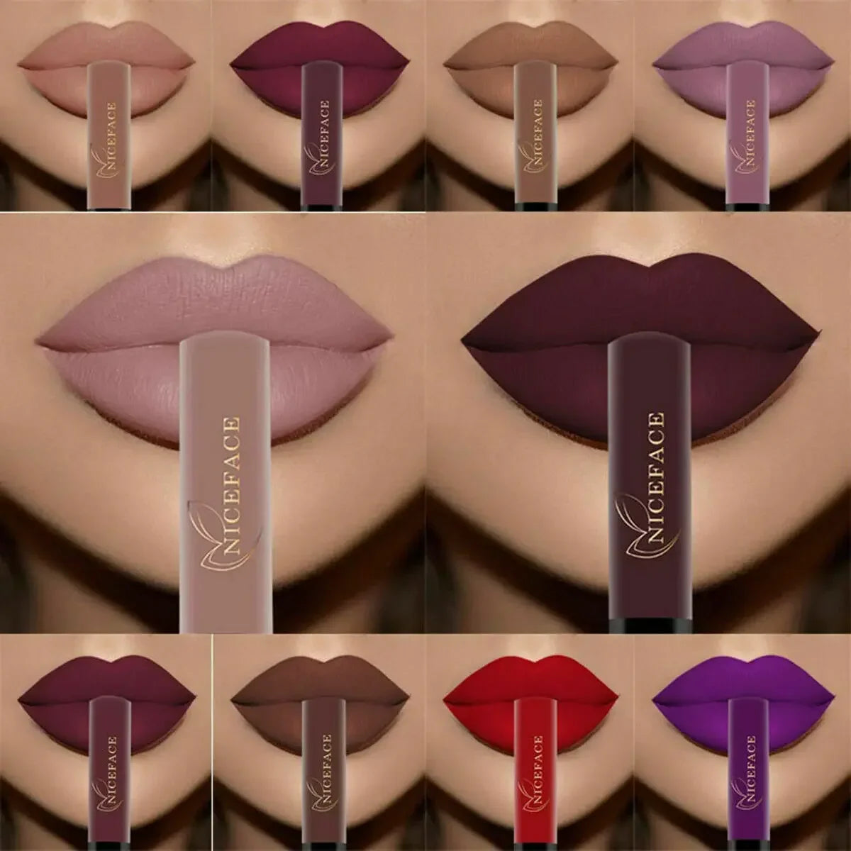 NICEFACE Hot Color Lip Gloss Waterproof Matt Lipgloss Lasting Nude Liquid Lipstick Cosmetic Sexy Women Lip Tint Makeup Lip Stain