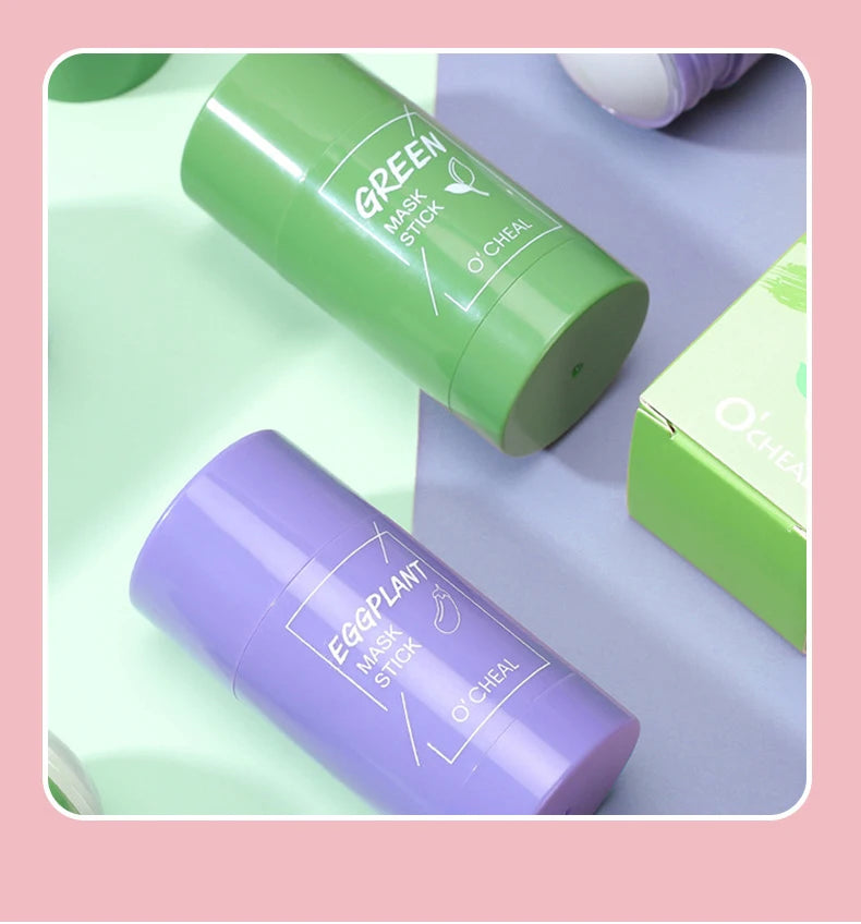 Masque facial solide Stick Thé vert Miel Pêche Nettoyage des pores Hydratant Long charbon de bois Aubergine Film de boue
