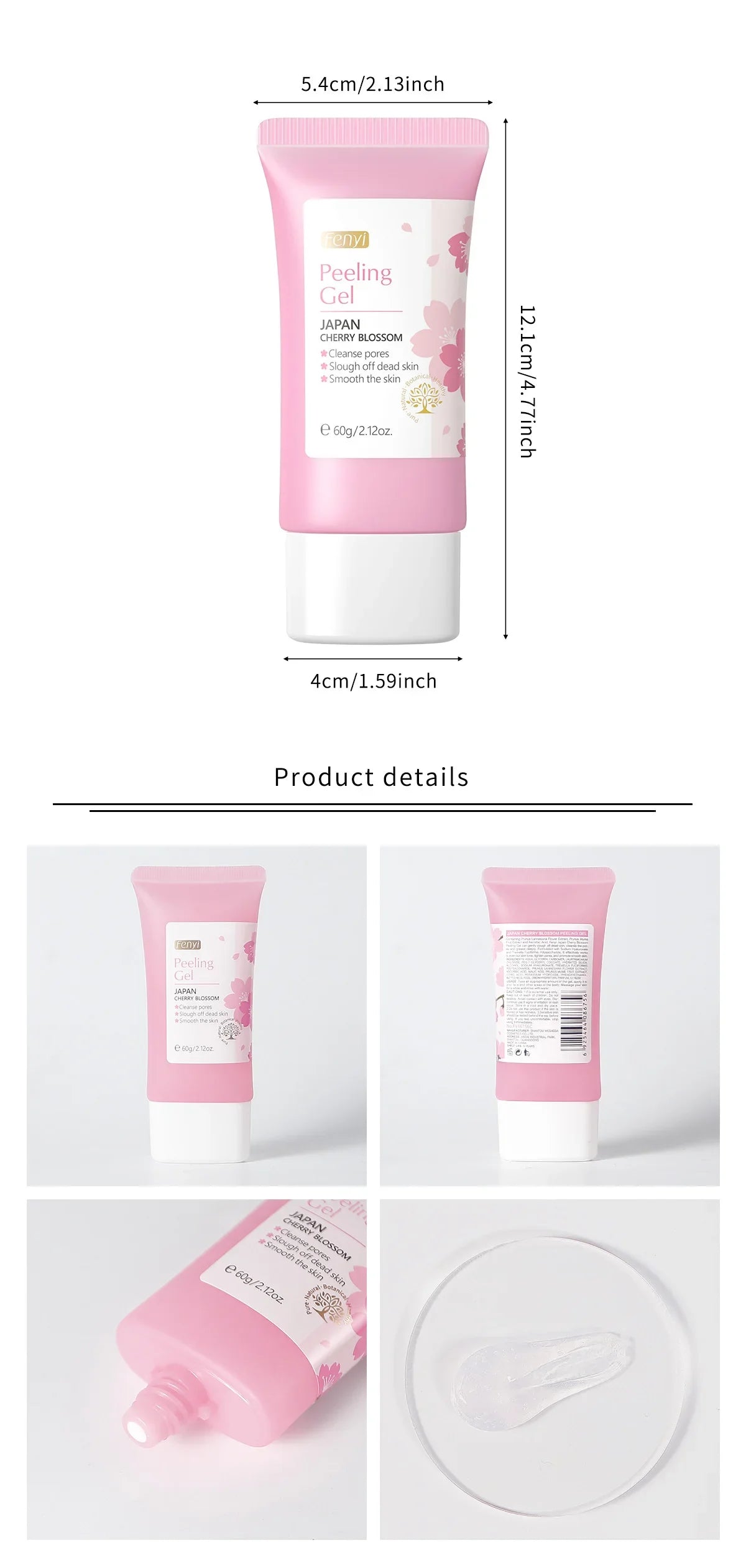 Gel exfoliant nettoyant en profondeur pour le visage LAIKOU, hydratant 60 g