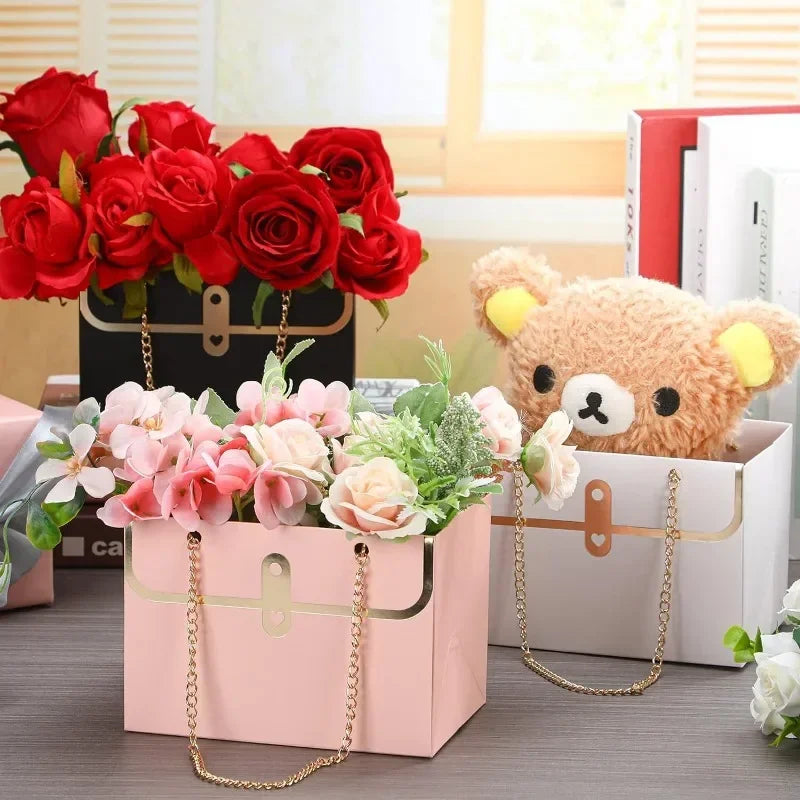 Boîte à fleurs, boîte d'emballage de roses, portable, pour la Saint-Valentin