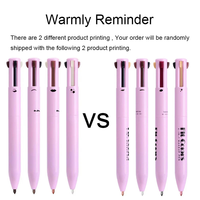 Ensemble de 4 couleurs de crayon à lèvres, d’eye-liner et de crayon à sourcils, contours des lèvres,multifonctionnel 4-en-1.