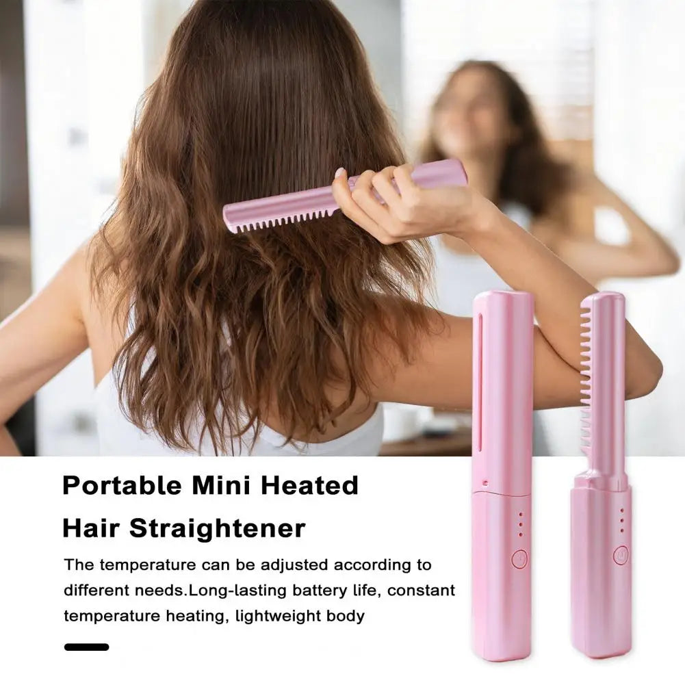 Lisseur compact pour usage domestique Peigne à lisser sans fil portable pour usage de salon de voyage Réglable pour bouclé