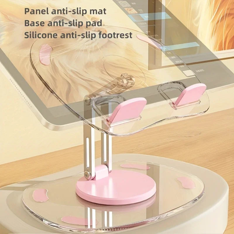 Support de téléphone portable transparent rotatif à 360° Support plat multifonctionnel Support de téléphone portable rétractable